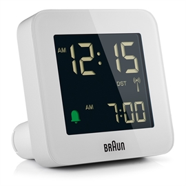 Braun BC09W-DCF radiostyret digitalt vækkeur, hvid